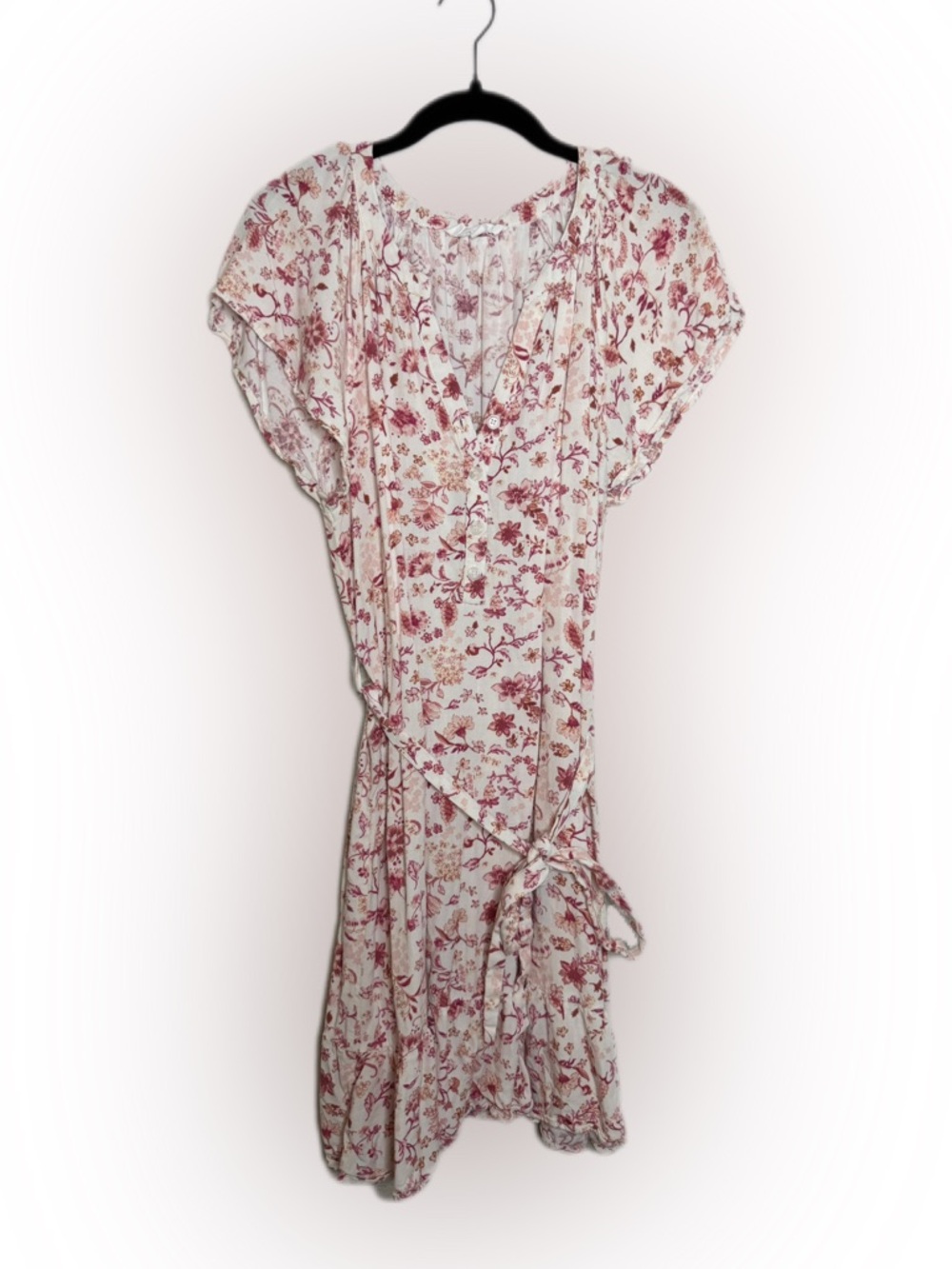Lucky Brand Cream Midi Dress with Pink Floral Print